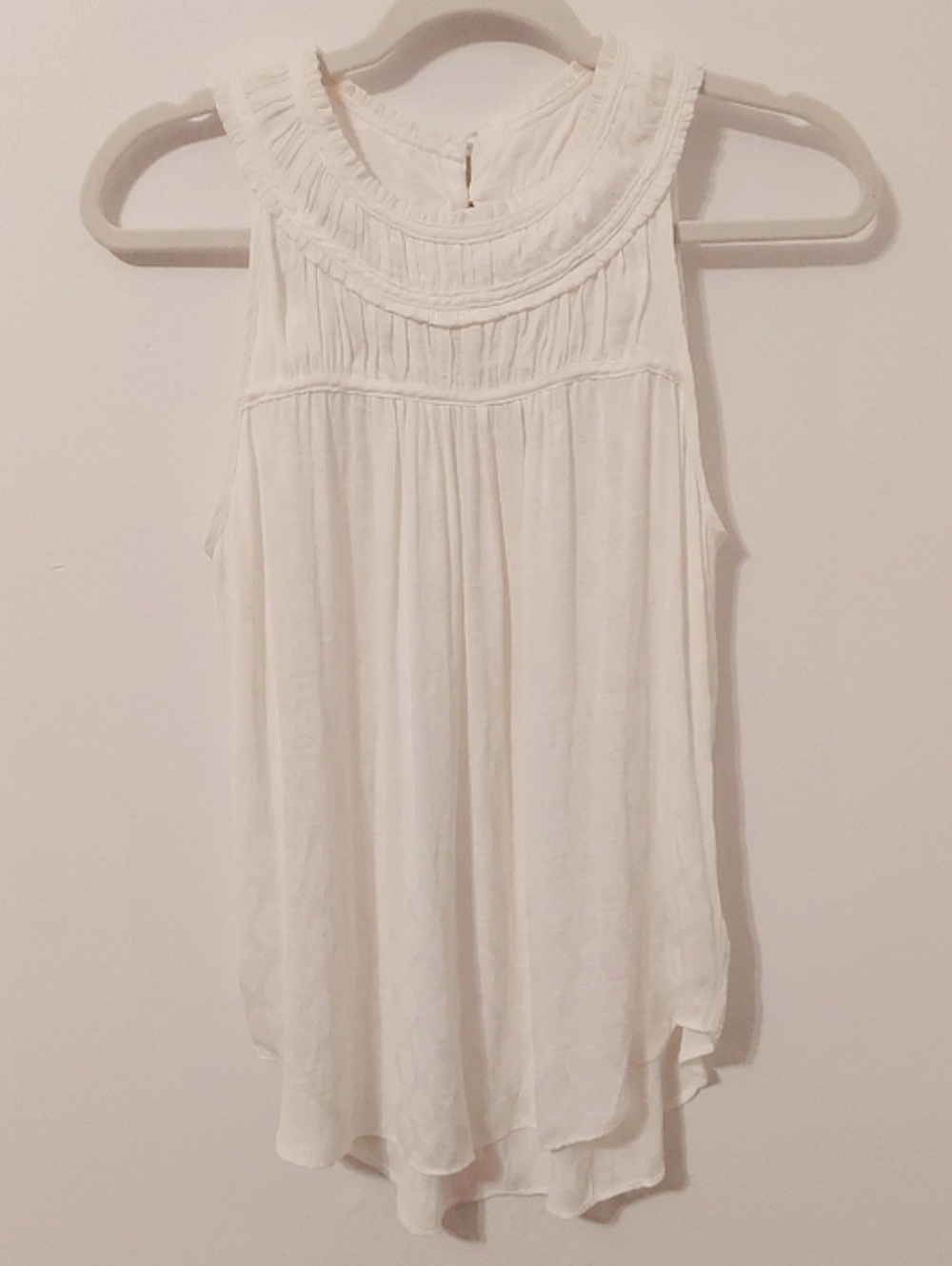 Maeve Anthropologie Top, Size 4, Sleeveless, Sheer Creamy White, Ruched